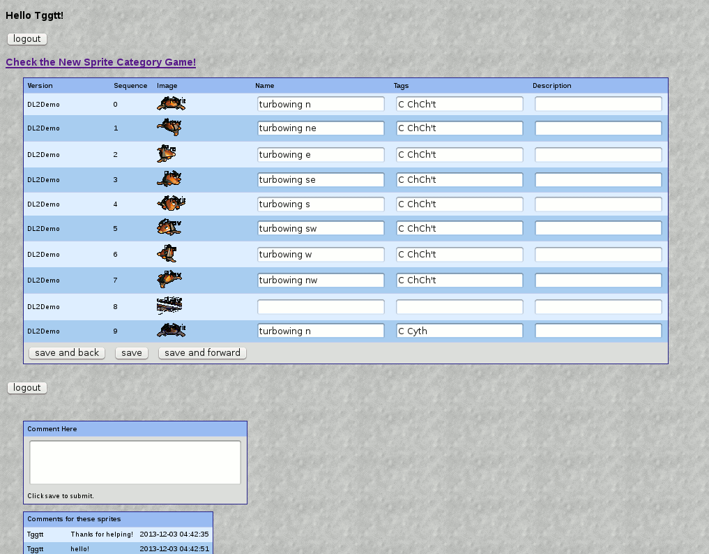 Sprite Tag System, New version Screenshot.